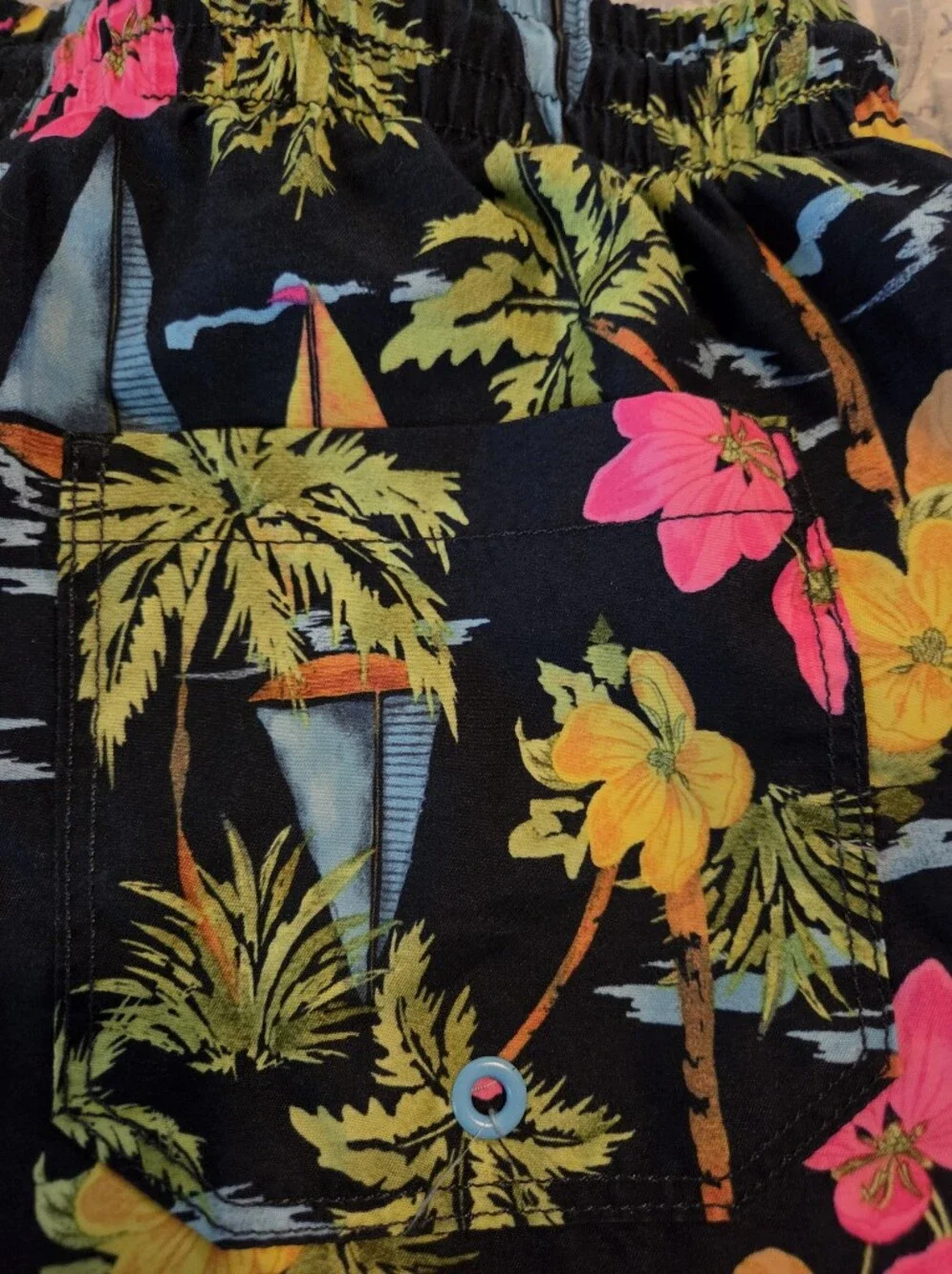 Boy’s Tropical Floral Black Swim Shorts